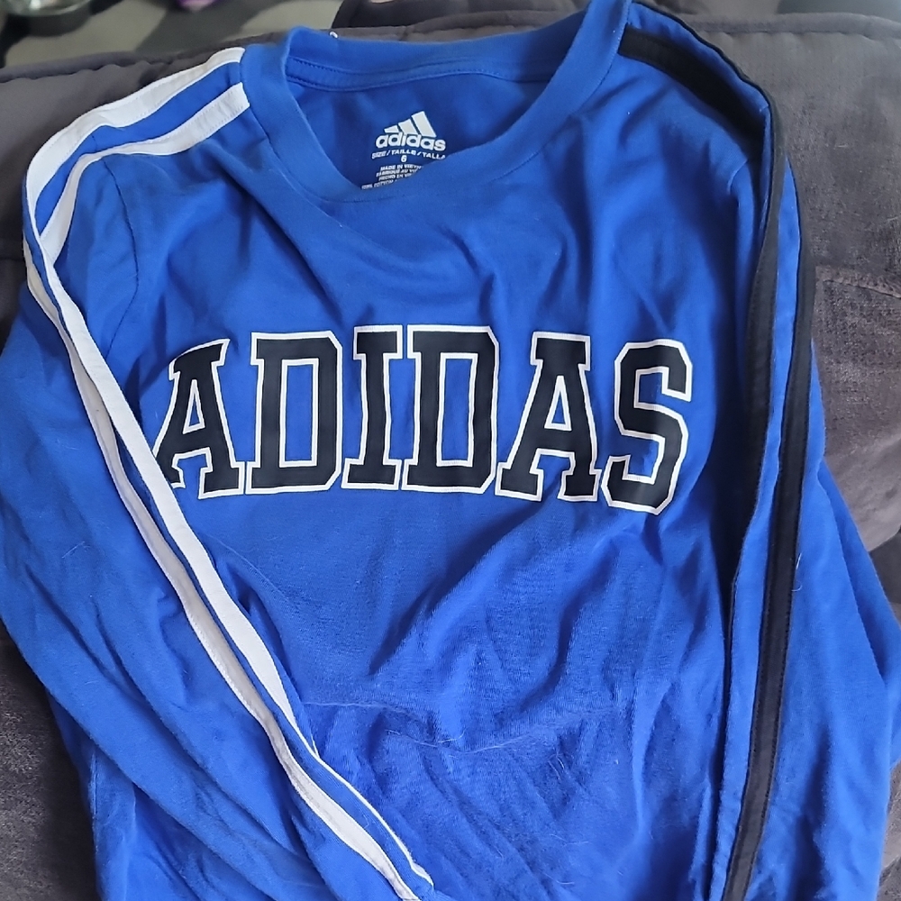 Adidas Royal Blue Long Sleeve with White Stripes